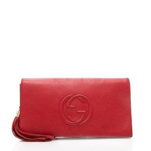 Gucci Red Leather Soho Clutch